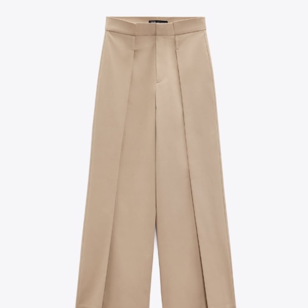 Beige Zara Full Length Cotton Pants